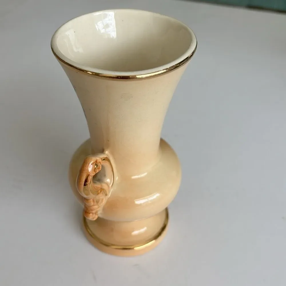 Vintage 1940s Spaulding China Co Wild Rose 6” Vase Gold Decoration